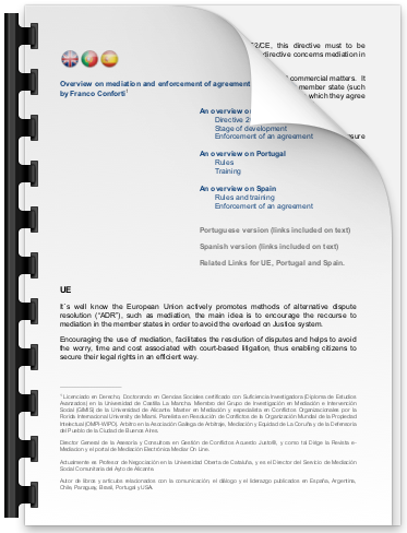 Overview on mediation and enforcement of agreement Portugal and Spain (UE)